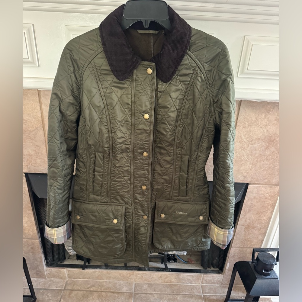 Barbour Olive Quilted Utility Jacket